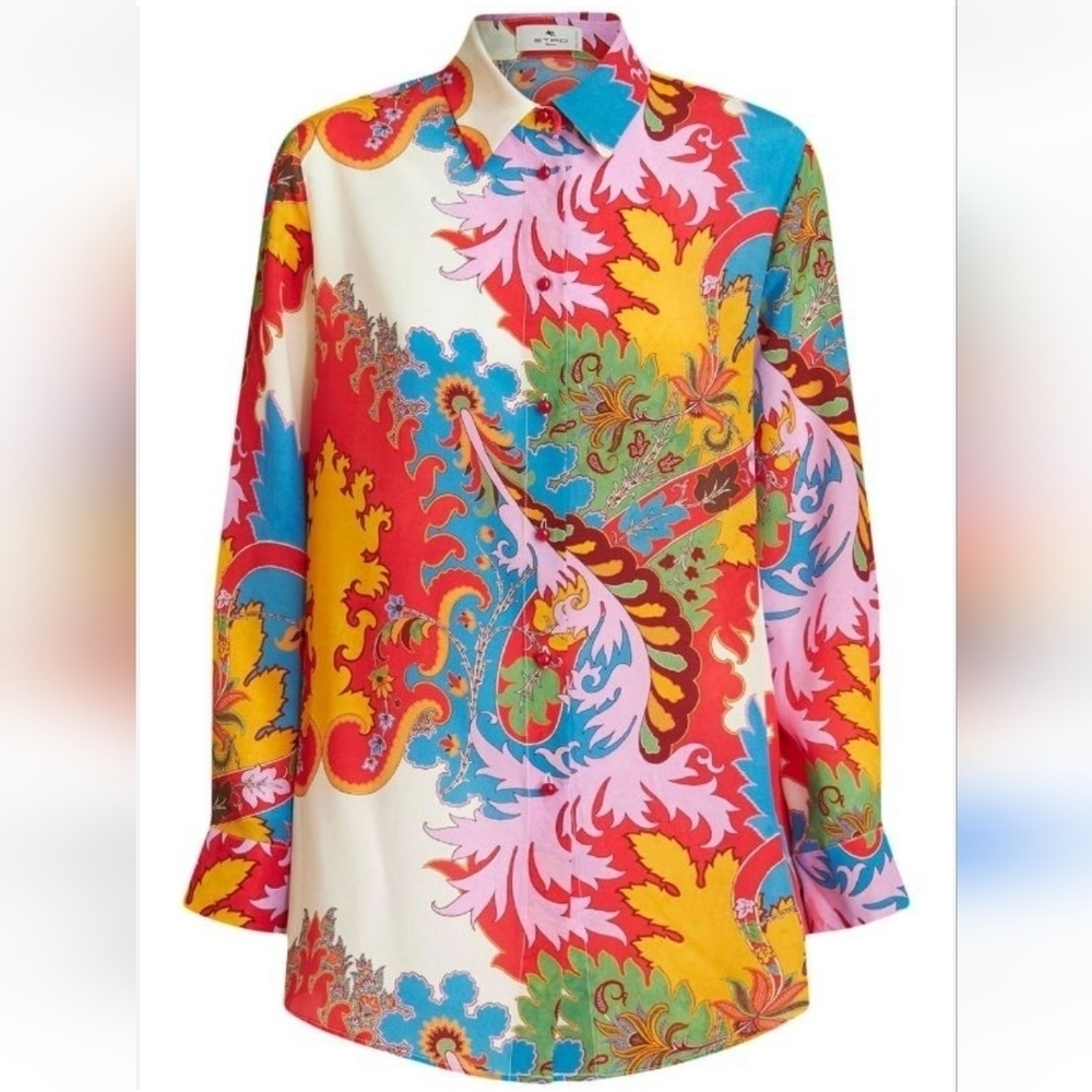 Etro Camicle shirt silk Paisley Blooming 42 us-6